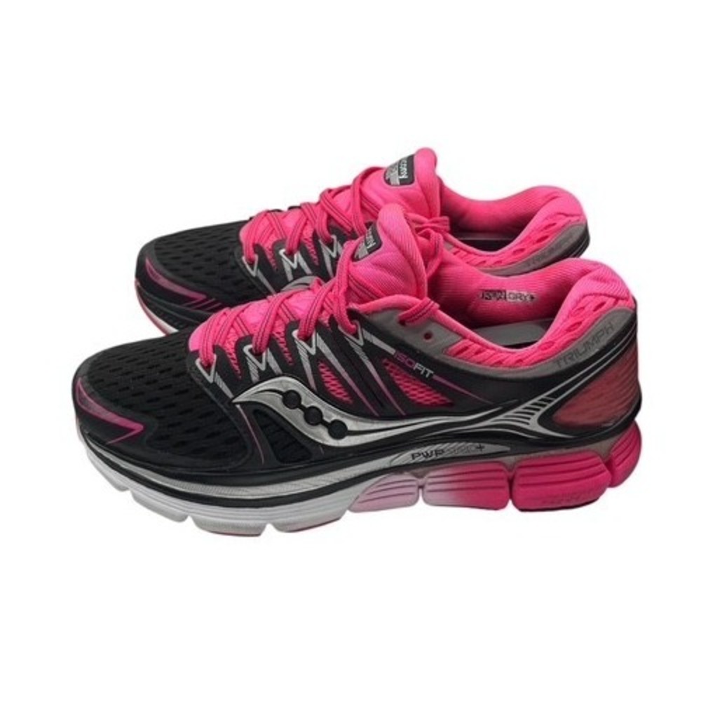 Saucony Womens SZ 8 Triumph ISO 3 Running Shoes Pink/Black Training Gym-1247